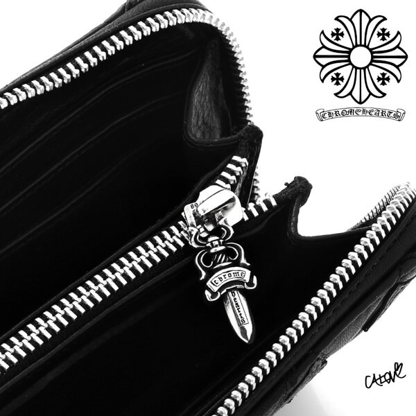 クロムハーツ【セメタリーキルテッド&クロスコピー】◆BLKレザー長財布