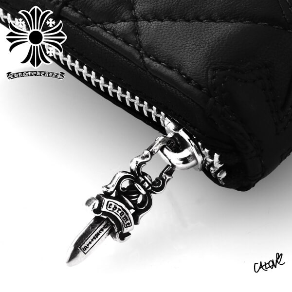 クロムハーツ【セメタリーキルテッド&クロスコピー】◆BLKレザー長財布