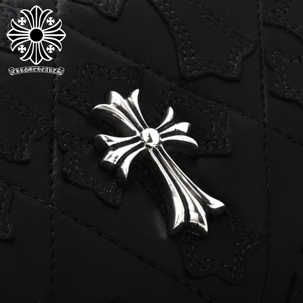 クロムハーツ【セメタリーキルテッド&クロスコピー】◆BLKレザー長財布