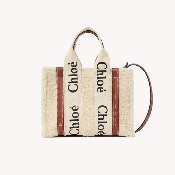 クロエ WOODY 偽物 トートバッグ シリング ストラップ付small tote CHC21WS397F586J1
