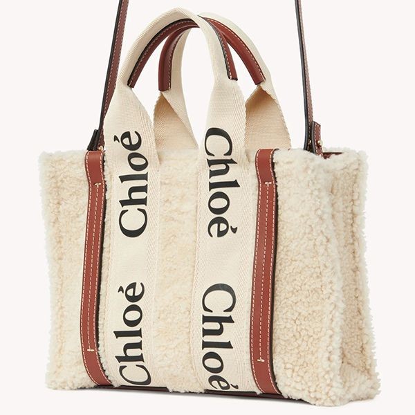 クロエ WOODY 偽物 トートバッグ シリング ストラップ付small tote CHC21WS397F586J1