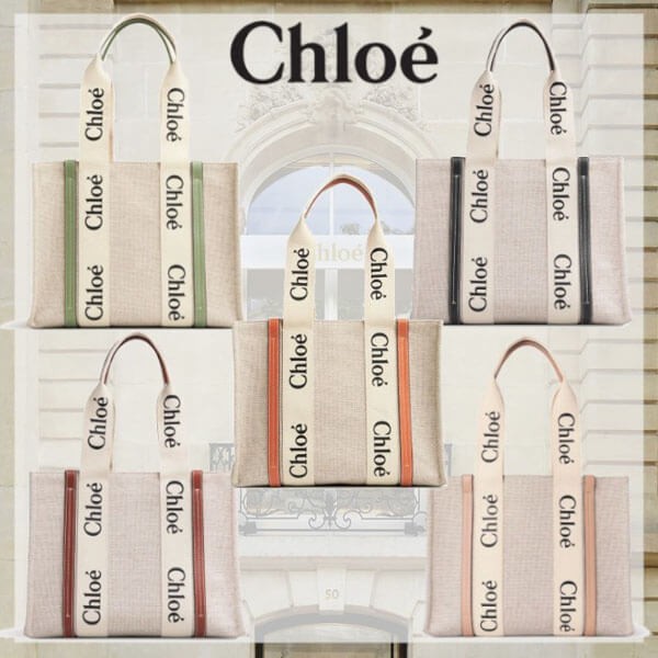2024人気最新作！クロエ woody 偽物◇chloe トートバッグ 偽物◇キャンバス＆レザーCHC21US383E6691J