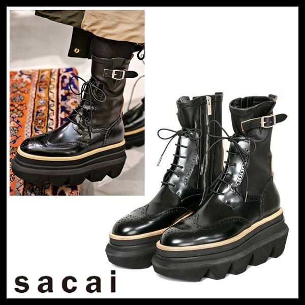 クール&スタイリッシュ★sacai 偽物★Wingtip Engineer Sock Boots