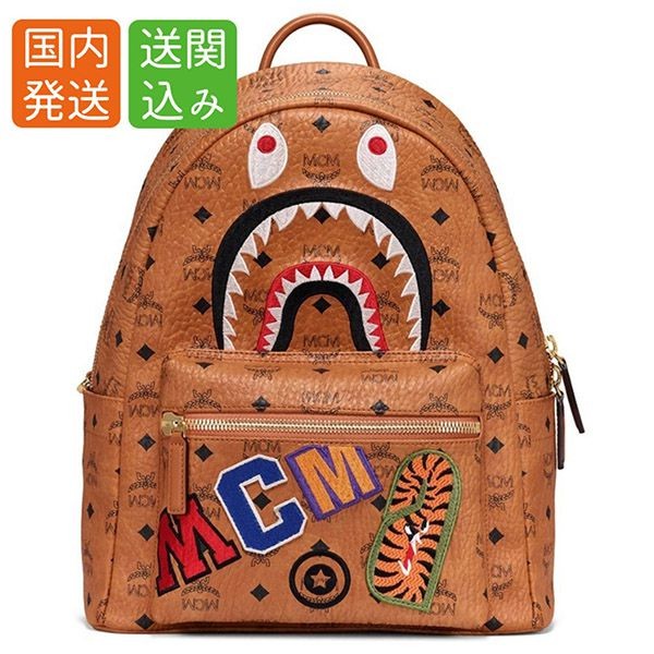 人気話題コラボ!★MCM x BAPE★Visetos シャーク ロゴバックパック 送関込