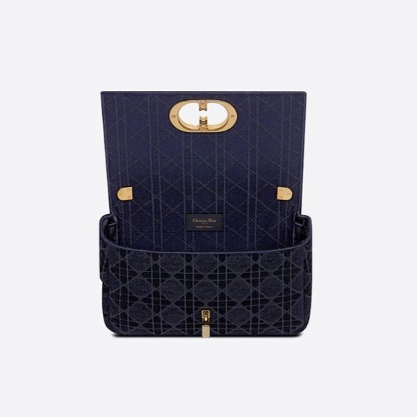 【21AW】ディオール CARO ミディアムバッグ コピー カナージュ刺繍 ベルベット M9242UTHR_M928