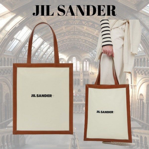 人気!【JIL SANDER 偽物】ロゴ入りレザー キャンバストートバックJPPU852028WUB69166