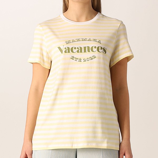 【マックスマーラ 偽物】CAPRERA ストライプ レタリングロゴTシャツ 関税込1941102206001