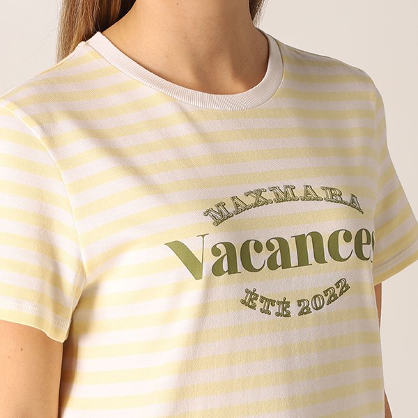 【マックスマーラ 偽物】CAPRERA ストライプ レタリングロゴTシャツ 関税込1941102206001