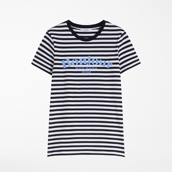【マックスマーラ 偽物】CAPRERA ストライプ レタリングロゴTシャツ 関税込1941102206001