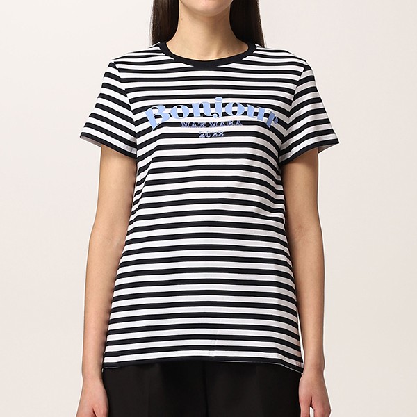 【マックスマーラ 偽物】CAPRERA ストライプ レタリングロゴTシャツ 関税込1941102206001