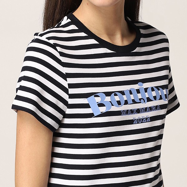 【マックスマーラ 偽物】CAPRERA ストライプ レタリングロゴTシャツ 関税込1941102206001