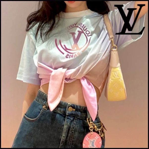 22SSルイヴィトン グラディエントLVサークルセルフタイTシャツ 偽物 1A9YF3
