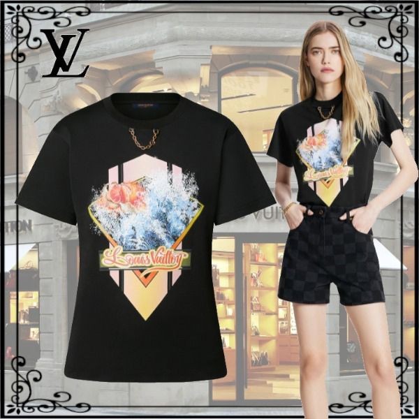 【最新!】ルイヴィトン タンジェリンプリントTシャツ パロディ コットン 1A9XQP