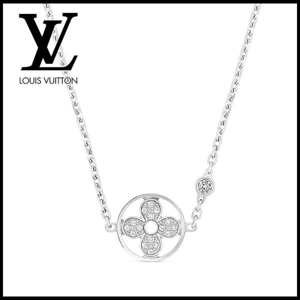 《胸元に煌めき☆》ルイヴィトン ネックレス 偽物 ホワイトゴールド Q93872