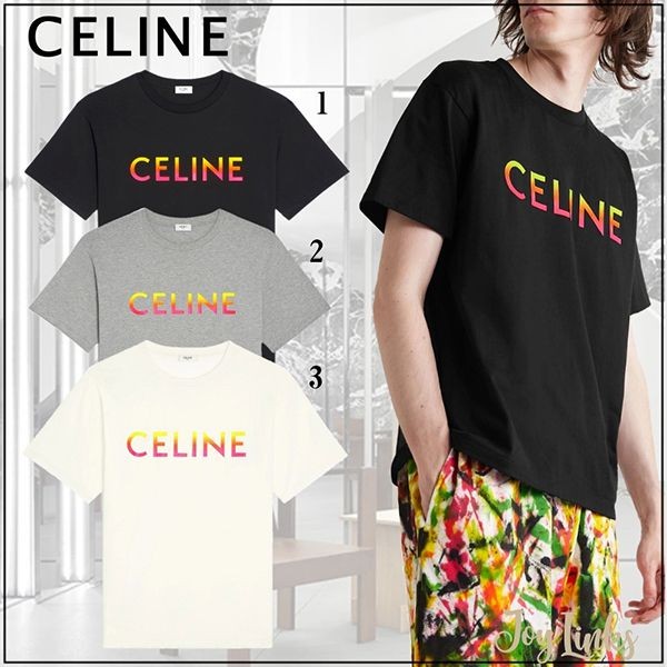 セリーヌ  Tシャツ 偽物 グラデーション ロゴ ルーズ 3色 すぐ届く国内発 2X10B671Q38NO