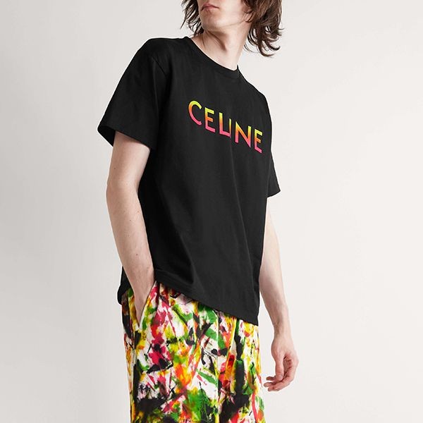 セリーヌ  Tシャツ 偽物 グラデーション ロゴ ルーズ 3色 すぐ届く国内発 2X10B671Q38NO
