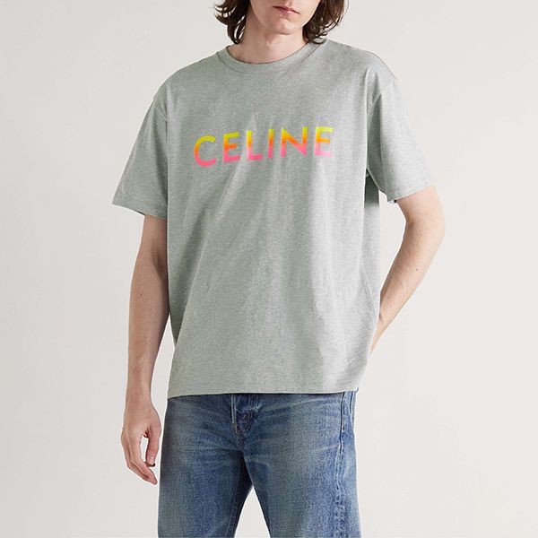 セリーヌ  Tシャツ 偽物 グラデーション ロゴ ルーズ 3色 すぐ届く国内発 2X10B671Q38NO