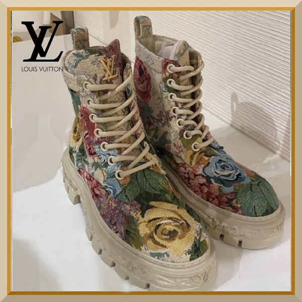 【すぐ届く】ルイヴィトン LV バロック・ライン アンクルブーツ 偽物 1AAHBK