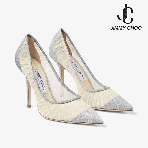ジミーチュウ LOVE100 偽物 グリッター&チュールのパンプス100㎜ LOVE100TFG