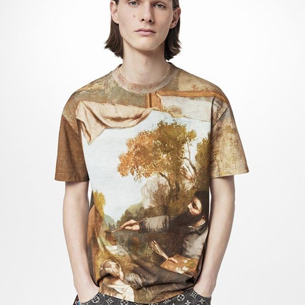 おすすめルイヴィトン Tシャツ 偽物 プリントCOURBET 1AAGOL