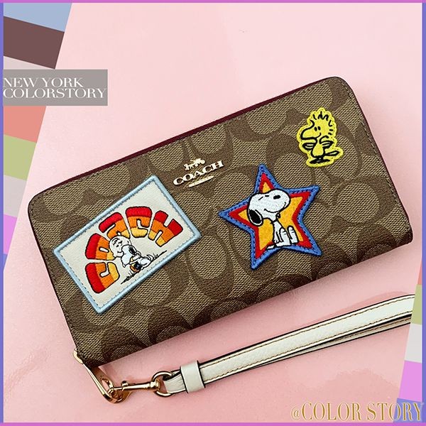 【コーチ x スヌーピー】●レア!●ストラップ付き長財布 PEANUTS