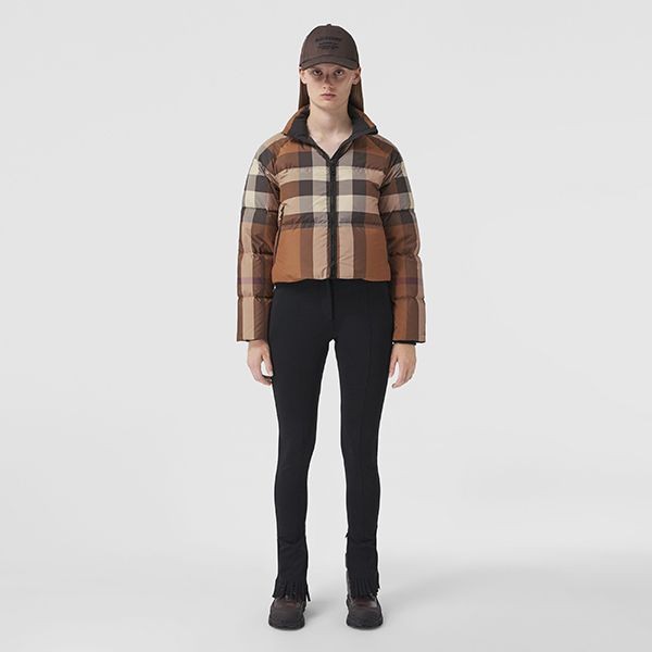 バーバリー チェッククロップトパファージャケット ダウン 偽物 4色 80447301