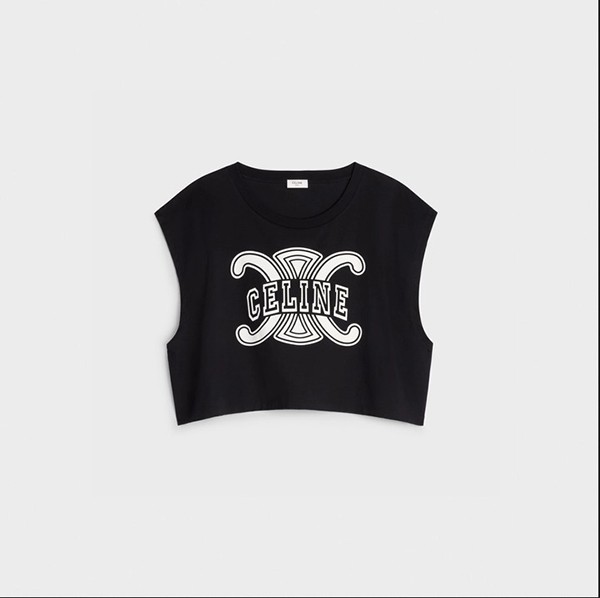 新作登場☆【セリーヌ 偽物】トリオンフロゴ入り コットンジャージー Tシャツ