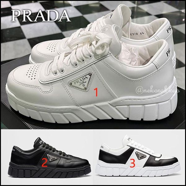口コミで高評価!プラダ メンズレザースニーカー コピー Leather sneakers送料込