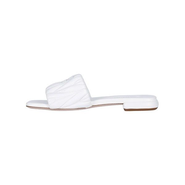 【Miu Miu 偽物】FLAT スリップオン キルト ロゴ サンダル 3色 5XX605 3LM5 F0002