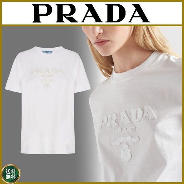 超希少!プラダ エンボス ロゴ コットン Tシャツ コピー 35838R_124R