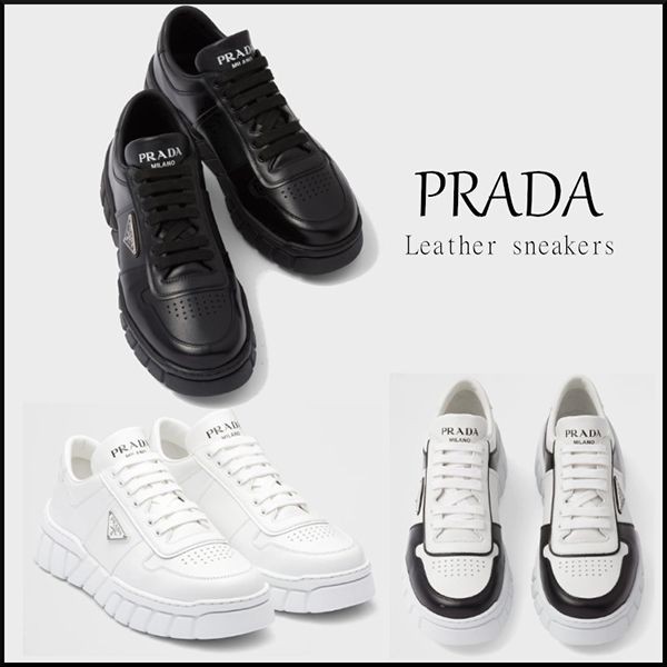 口コミで高評価！プラダ メンズレザースニーカー コピー Leather sneakers送料込