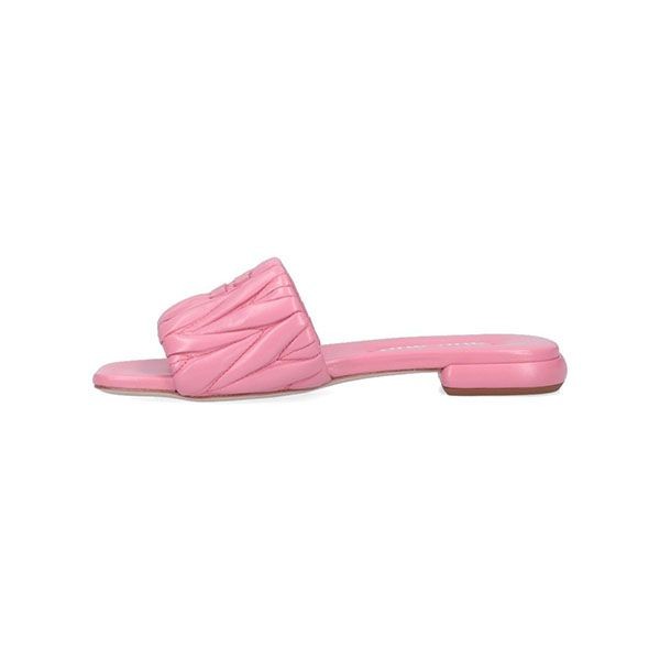 【Miu Miu 偽物】FLAT スリップオン キルト ロゴ サンダル 3色 5XX605 3LM5 F0002