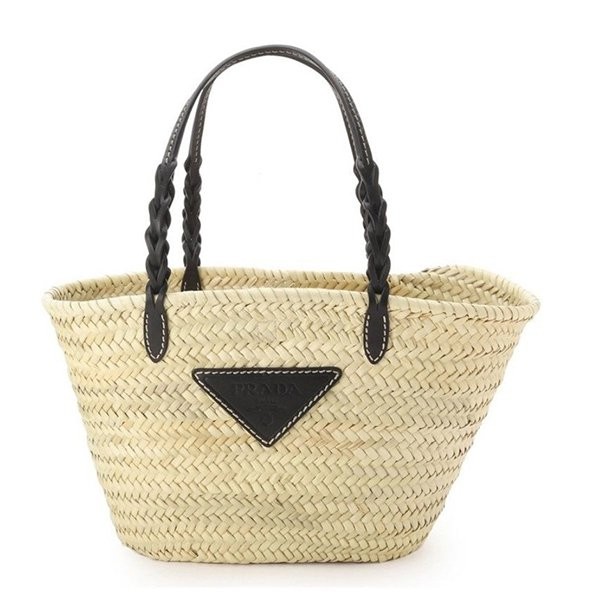 注目度抜群!プラダ かごバッグ 偽物WOVEN PALM X LEATHER トートバッグ★2色