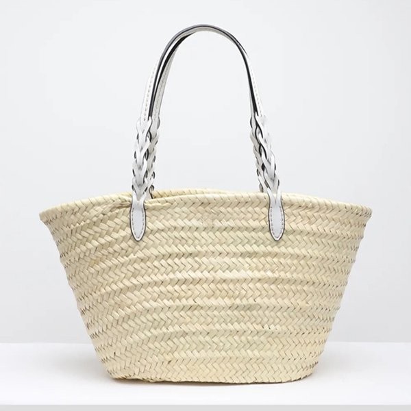注目度抜群!プラダ かごバッグ 偽物WOVEN PALM X LEATHER トートバッグ★2色