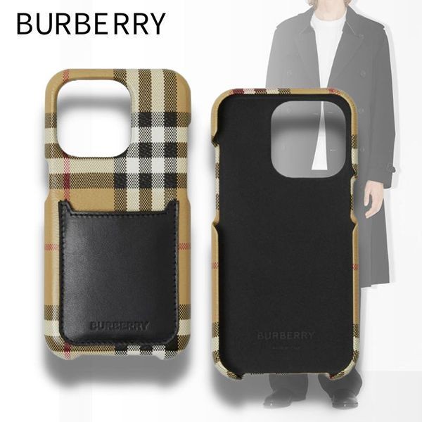 バーバリー チェック&レザー iPhone 14Proケース コピー 80716881