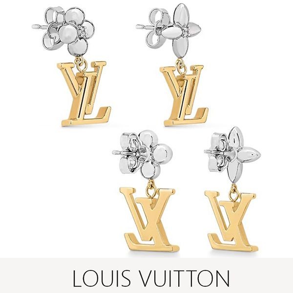 ルイヴィトン ピアス スーパーコピー LVロゴ&フラワー バイカラー M01287