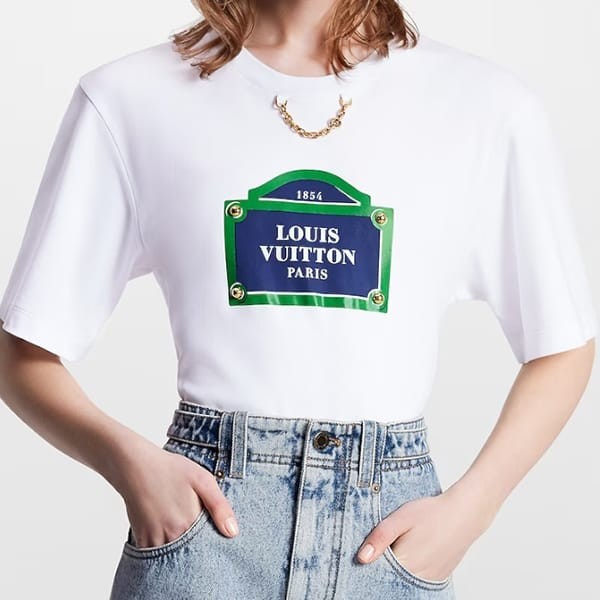 完売必至!ルイヴィトン レディース Tシャツ 偽物 チェーン ホワイト 半袖 1AC3A1