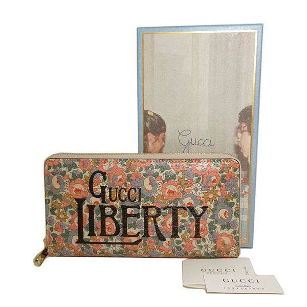 雑誌付録グッチ LIBERTY 偽物プリント ラウンドジップ 長財布636249-13KCG