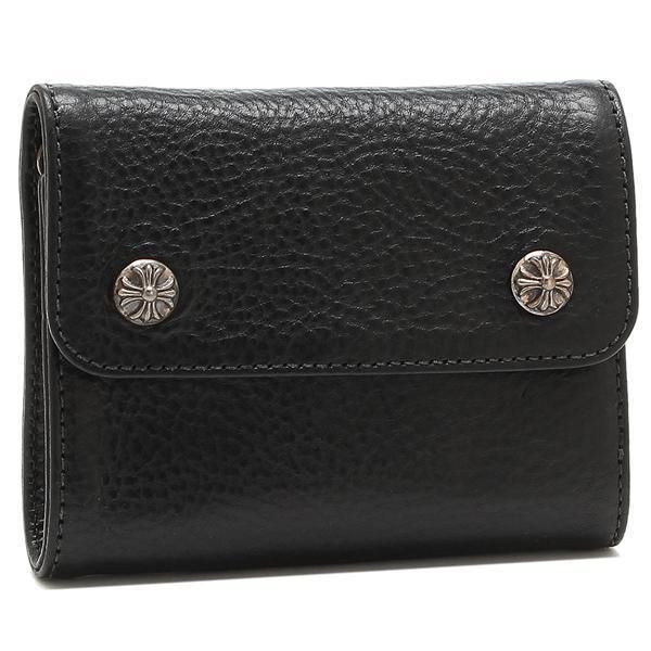 クロムハーツ N級品 三つ折り財布 ブラック メンズ 116538 ウェーブ ミニ財布