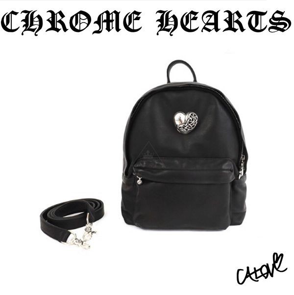 クロムハーツ スーパーコピー【Back to School】CHハート◆レザーバックパック・BLK12159