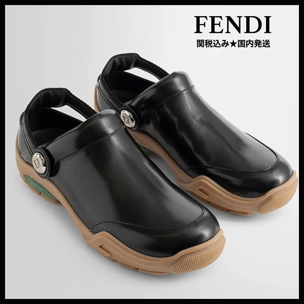 フェンディ ラボ サボ ブラックレザー FFモチーフ コピー 7D1662AQX6F0QA1