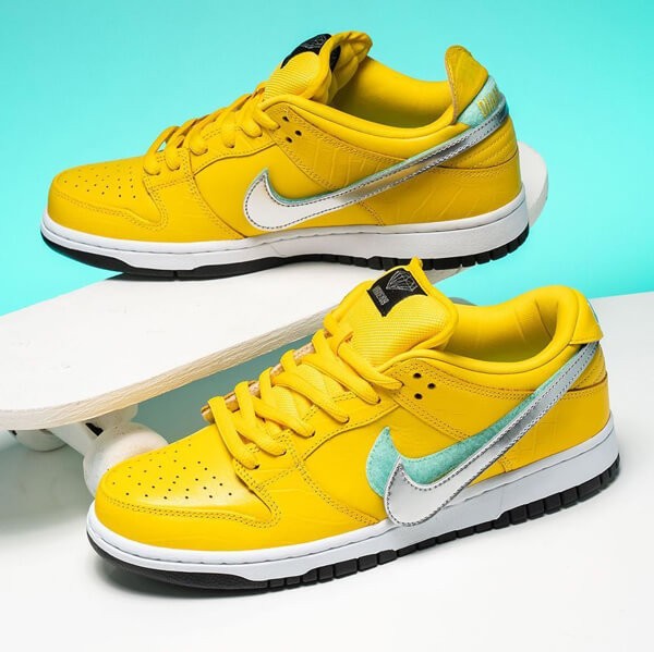Nike SB Dunk Low Diamond Supply Co Canary Diamond FF 2018 Yellow BV1310-700