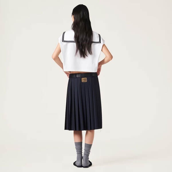 ミュウミュウ 刺繍ロゴ入り コットンジャージー 偽物 トップ MJT689_14EM_F0009_S_OOO