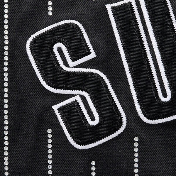 韓国 偽物 tシャツ シュプリーム Supreme Rhinestone Stripe Baseball Jersey ベースボールシャツ