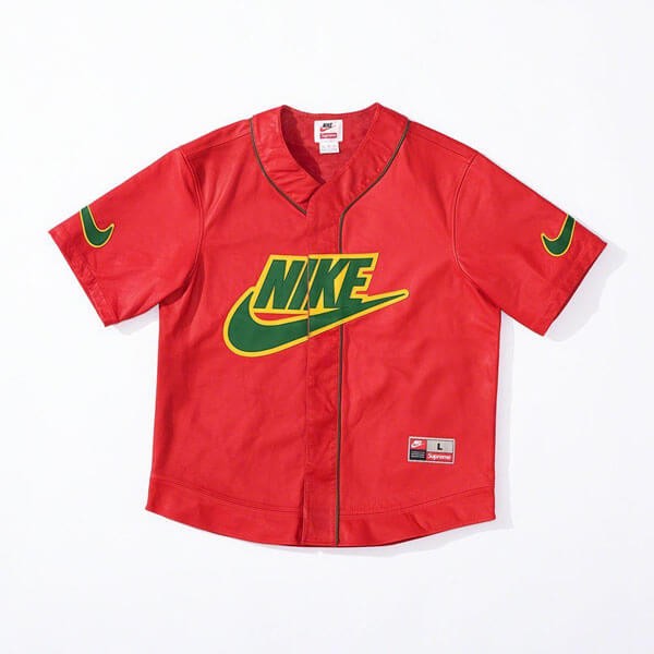 FW19 Supreme Nike スーパーコピー Leather Baseball Jersey ベースボールシャツ