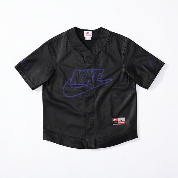 FW19 Supreme Nike スーパーコピー Leather Baseball Jersey ベースボールシャツ