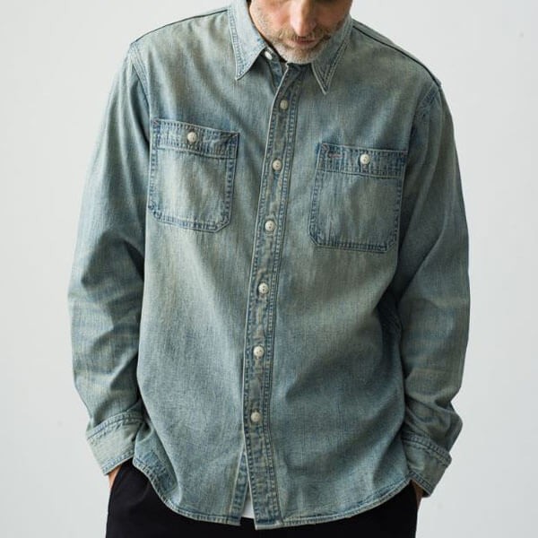 人気 ロンハーマン スーパーコピー Double RL Work Shirt 長袖デニムシャツ