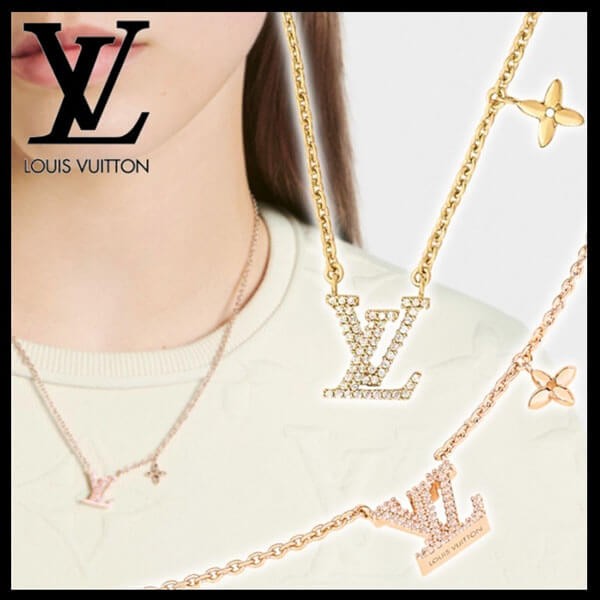華やかに輝♪ ルイ・ヴィトン LVロゴ ストラスネックレス 偽物 3色 M00596