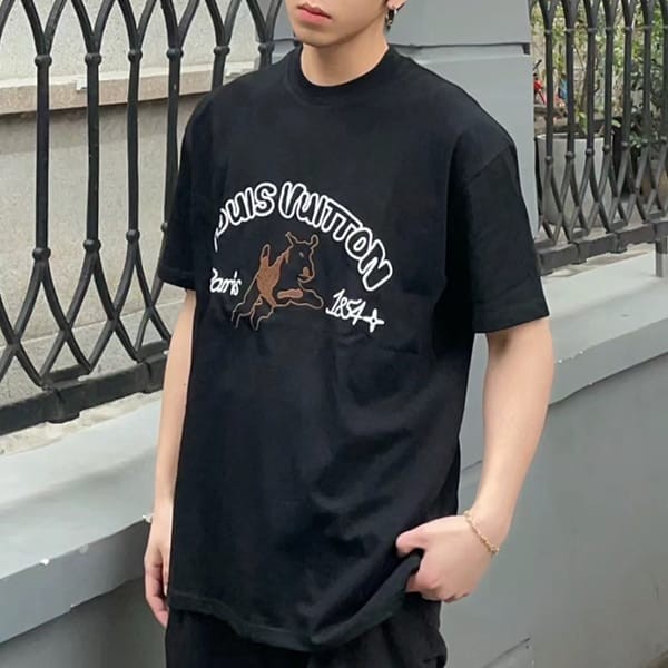 ルイヴィトン エンブロイダードコットンTシャツ パロディ lv995877