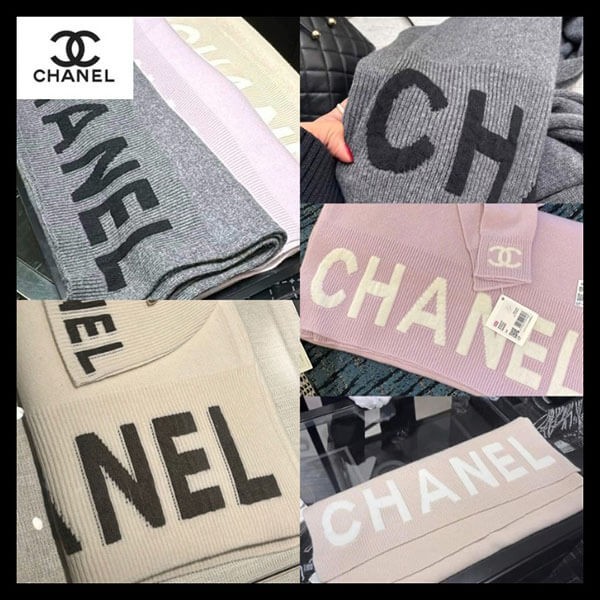 【新作♪ユニセックス】CHANEL カシミヤマフラー シンプルロゴ